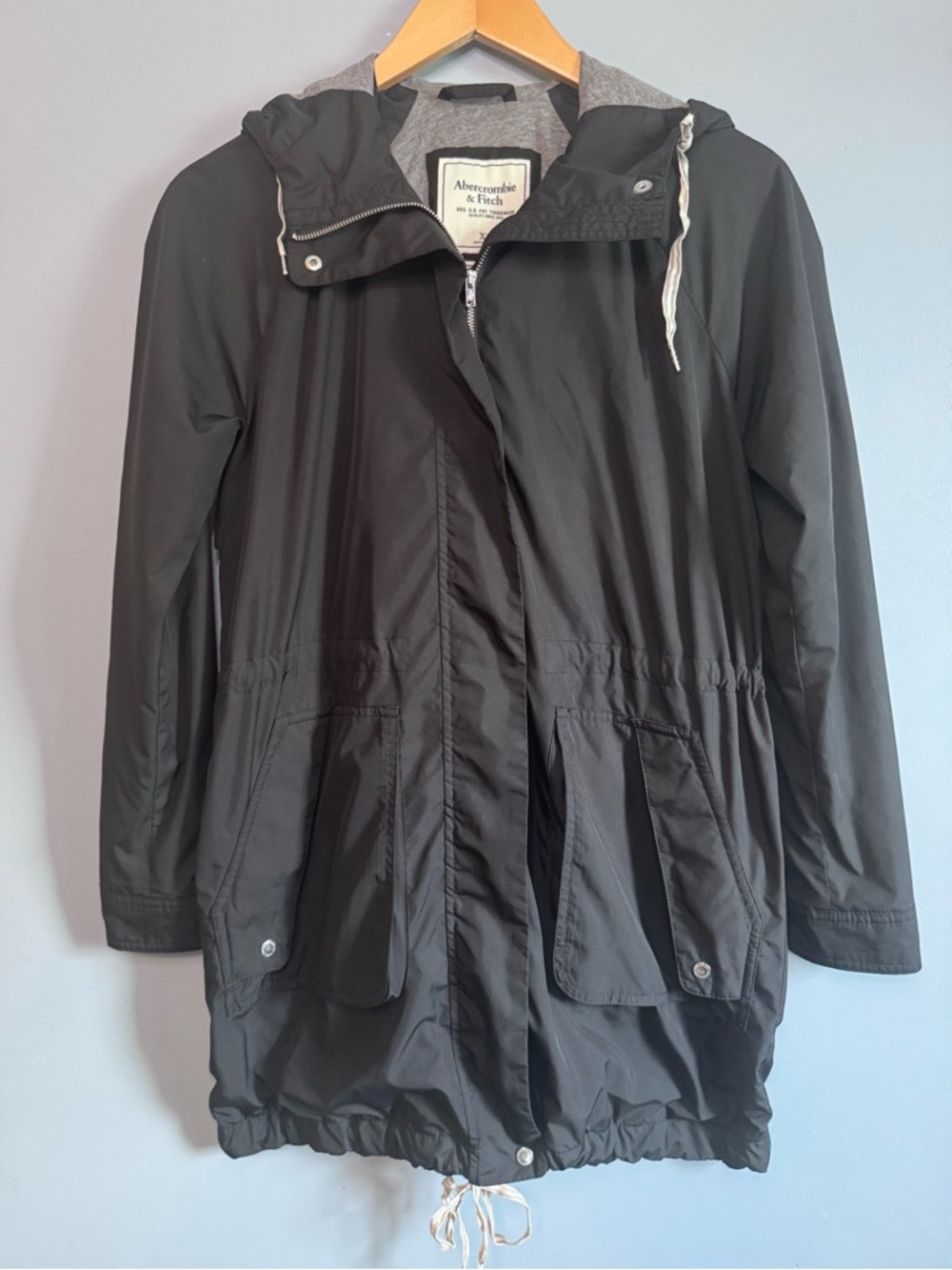 Abercrombie & Fitch Hooded Utility Jacket Black Lightweight Anorak XS